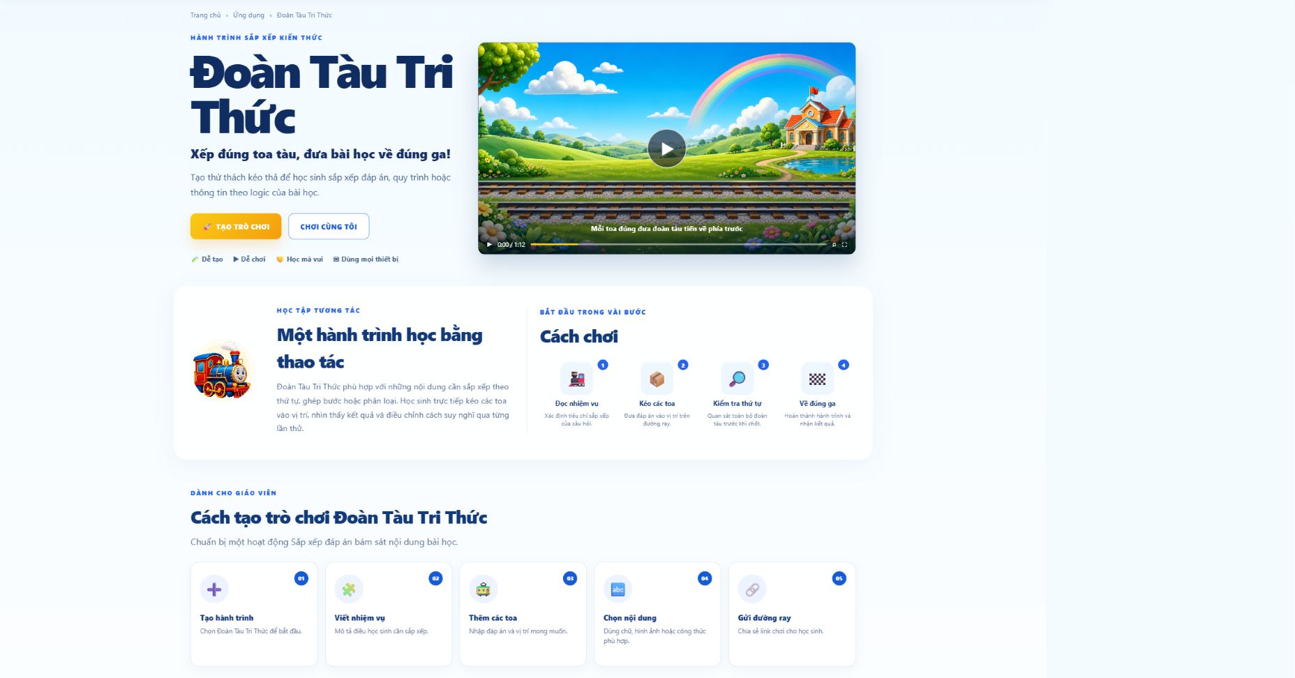 Đoàn tàu nhiều màu sắc trong trò chơi học tập