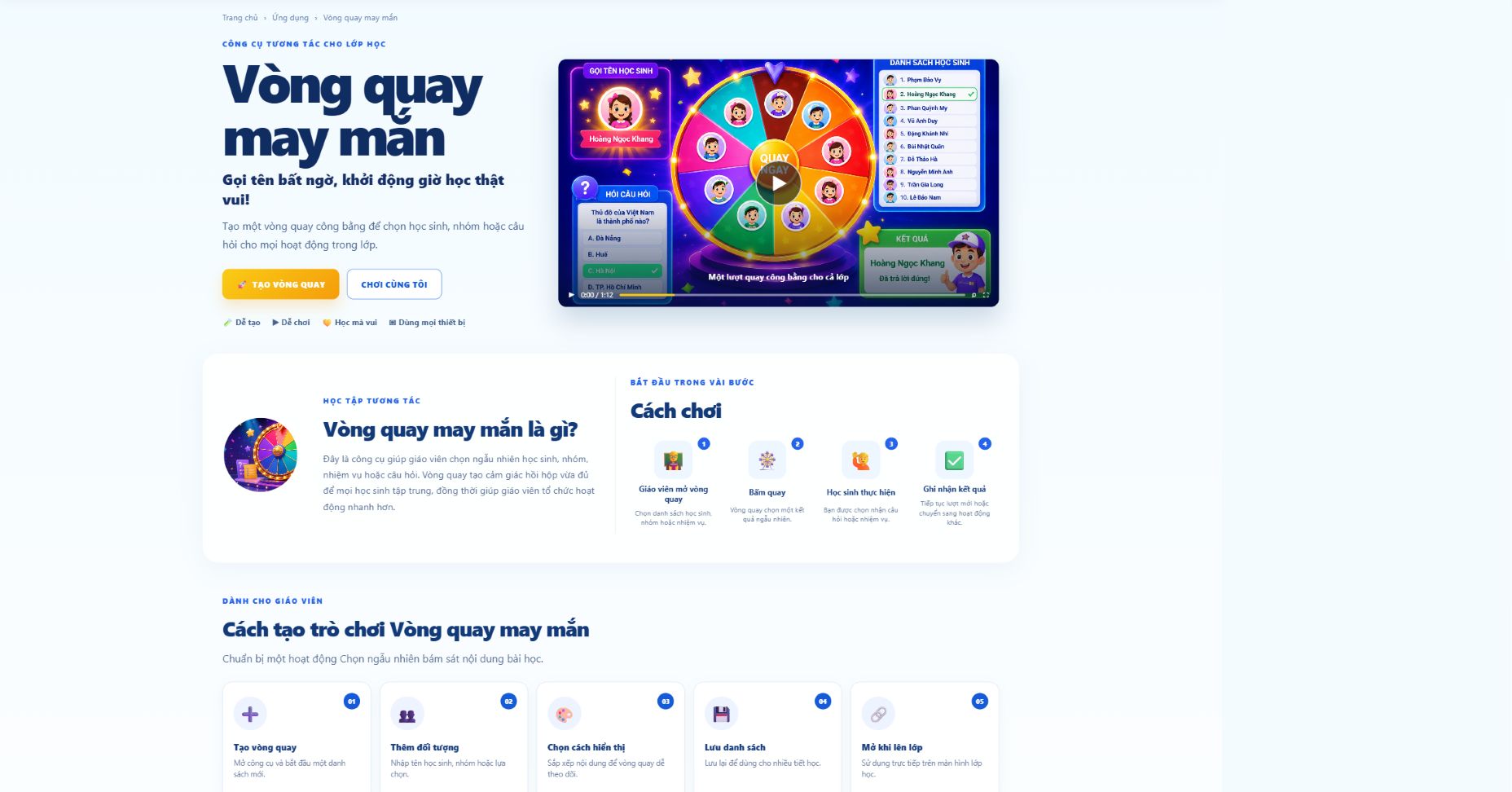 Vòng quay nhiều màu sắc dùng trong lớp học